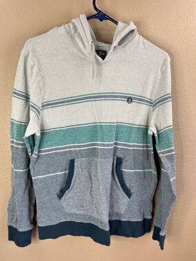 Volcom Striped Hoodie in Teal, Gray & Cream